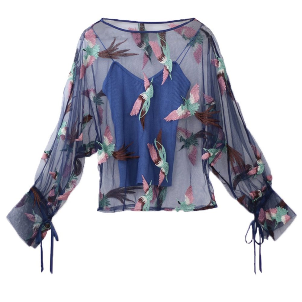 Chiffon Transparent T-shirt & Cami Vest Blouse Set